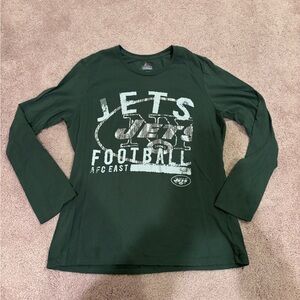 Majestic Dark Green Long Sleeve 'Jets Football' Graphic Tee